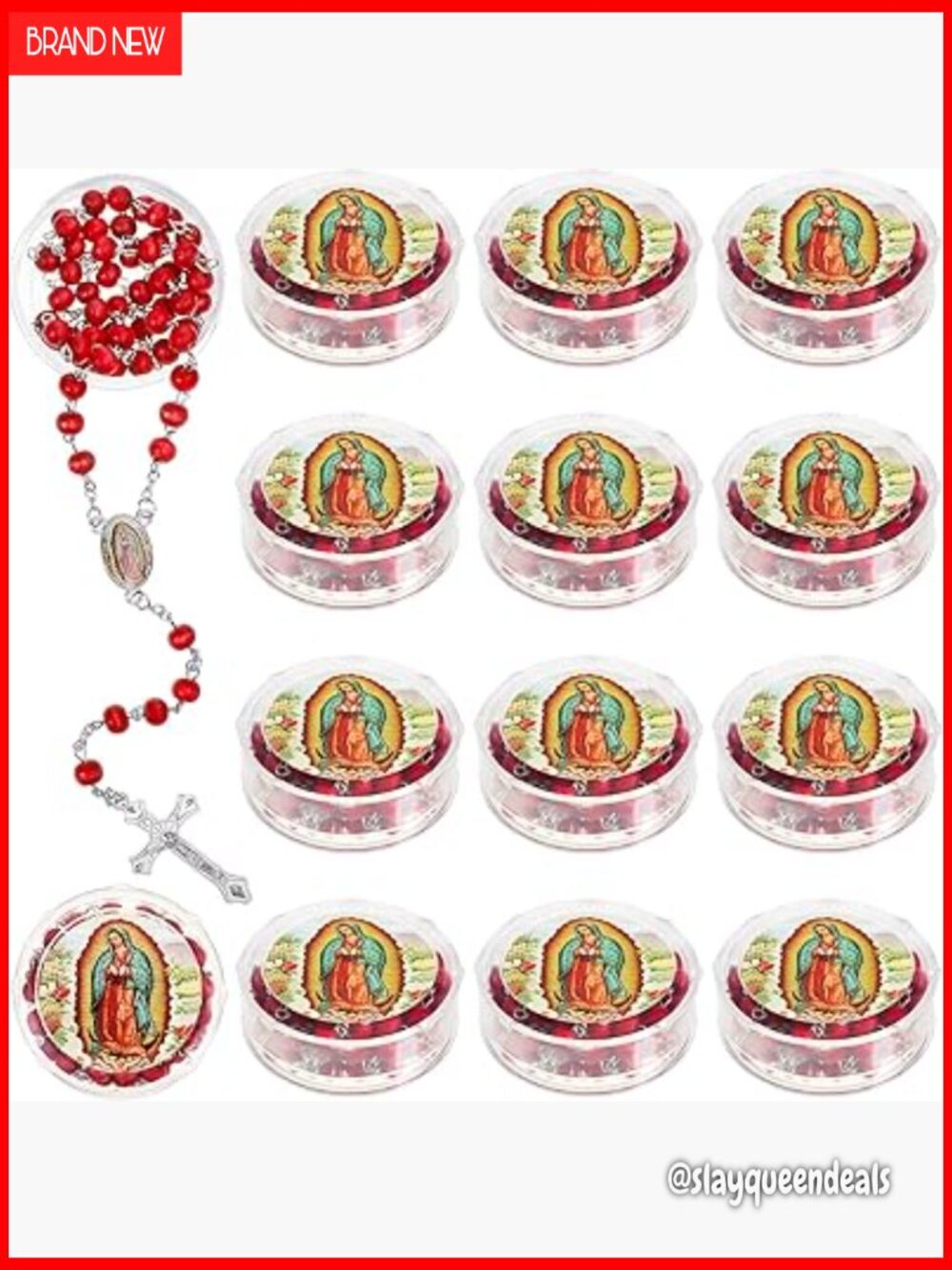 Lot of 24 Scented Rosary Necklace with Cross Pendant Gift Box Catholic Baptism